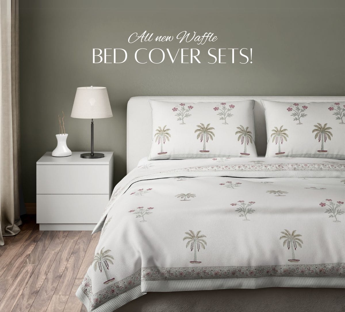 Elysian Palms Waffle Bed Cover Set
