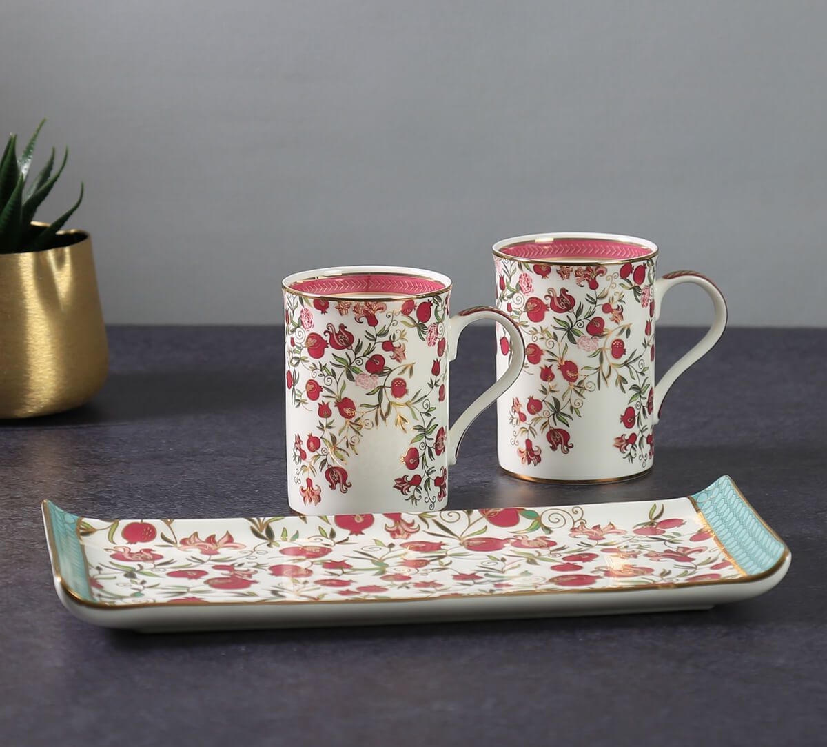 India Circus by Krsnaa Mehta Anaar Kusuma Coffee Mugs and Platter Set