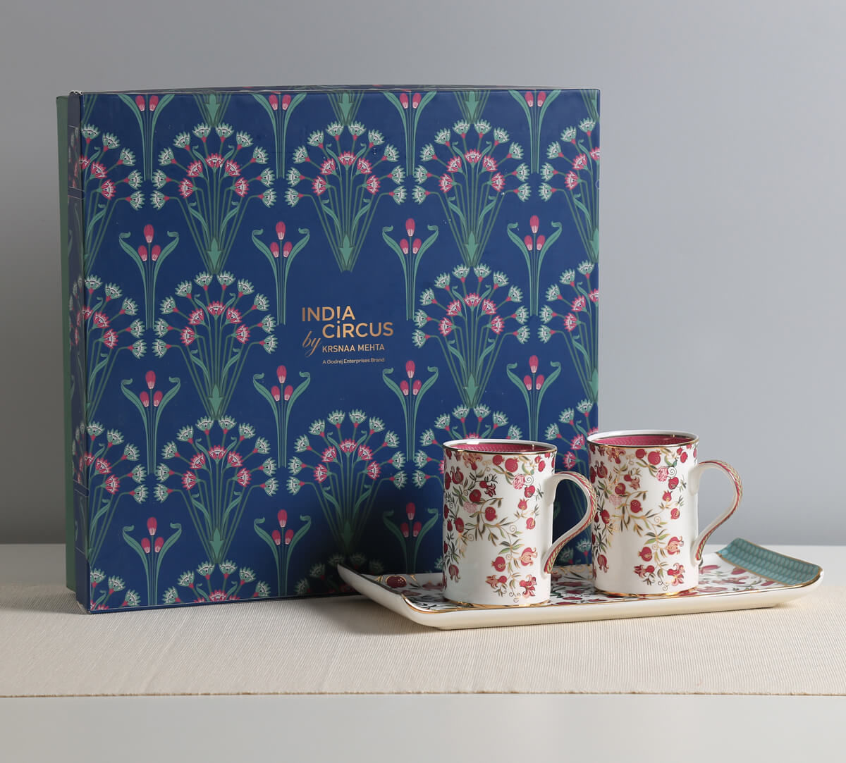 India Circus by Krsnaa Mehta Anaar Kusuma Coffee Mugs and Platter Set