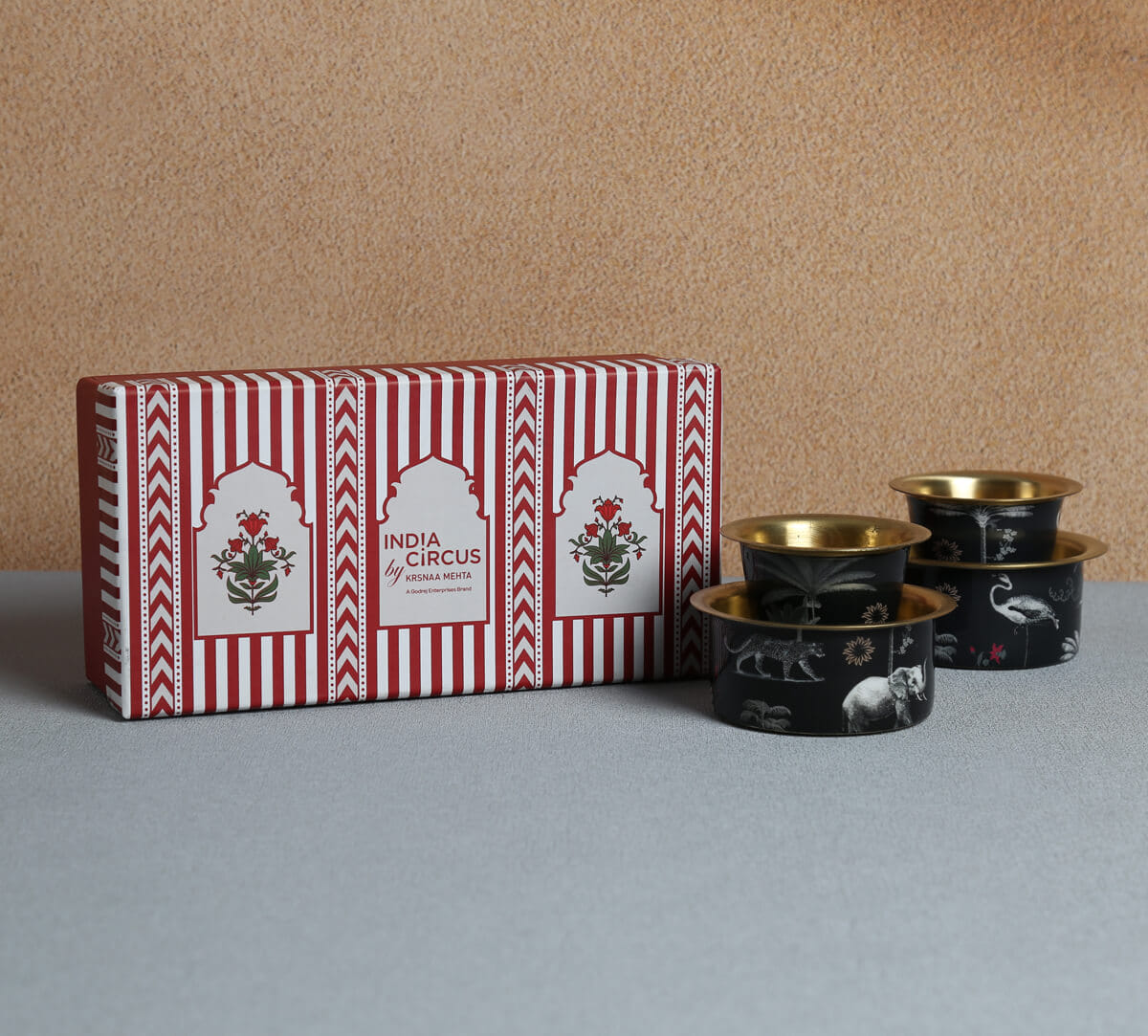 India Circus by Krsnaa Mehta Animalia Creations Brass coffee Tumbler Set of 2