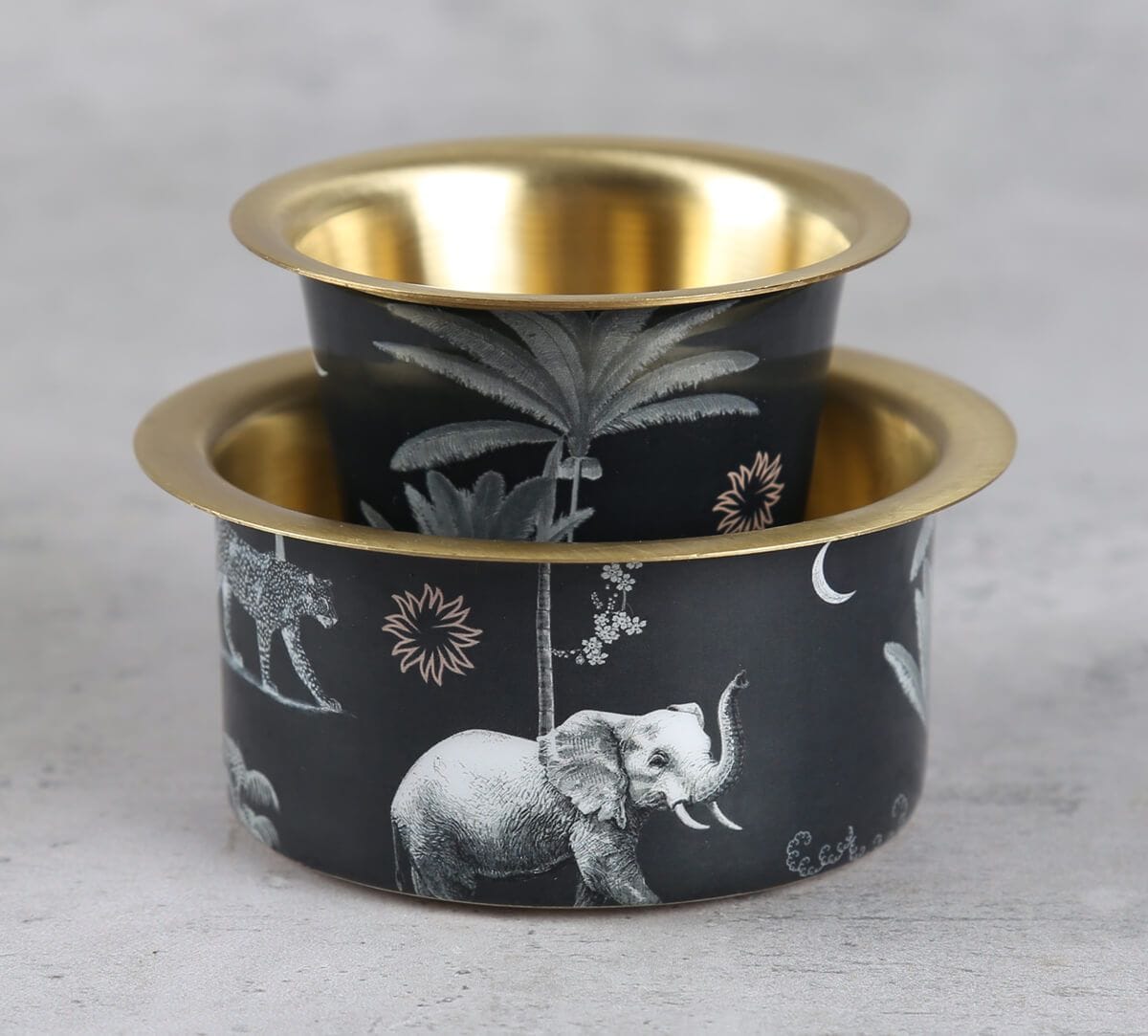 India Circus by Krsnaa Mehta Animalia Creations Brass coffee Tumbler Set of 2