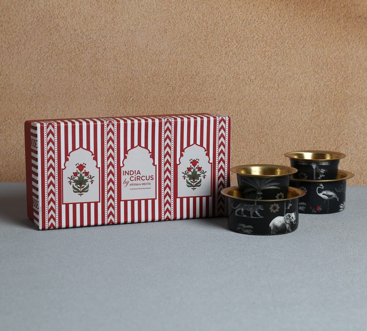 India Circus by Krsnaa Mehta Animalia Creations Brass coffee Tumbler Set of 2