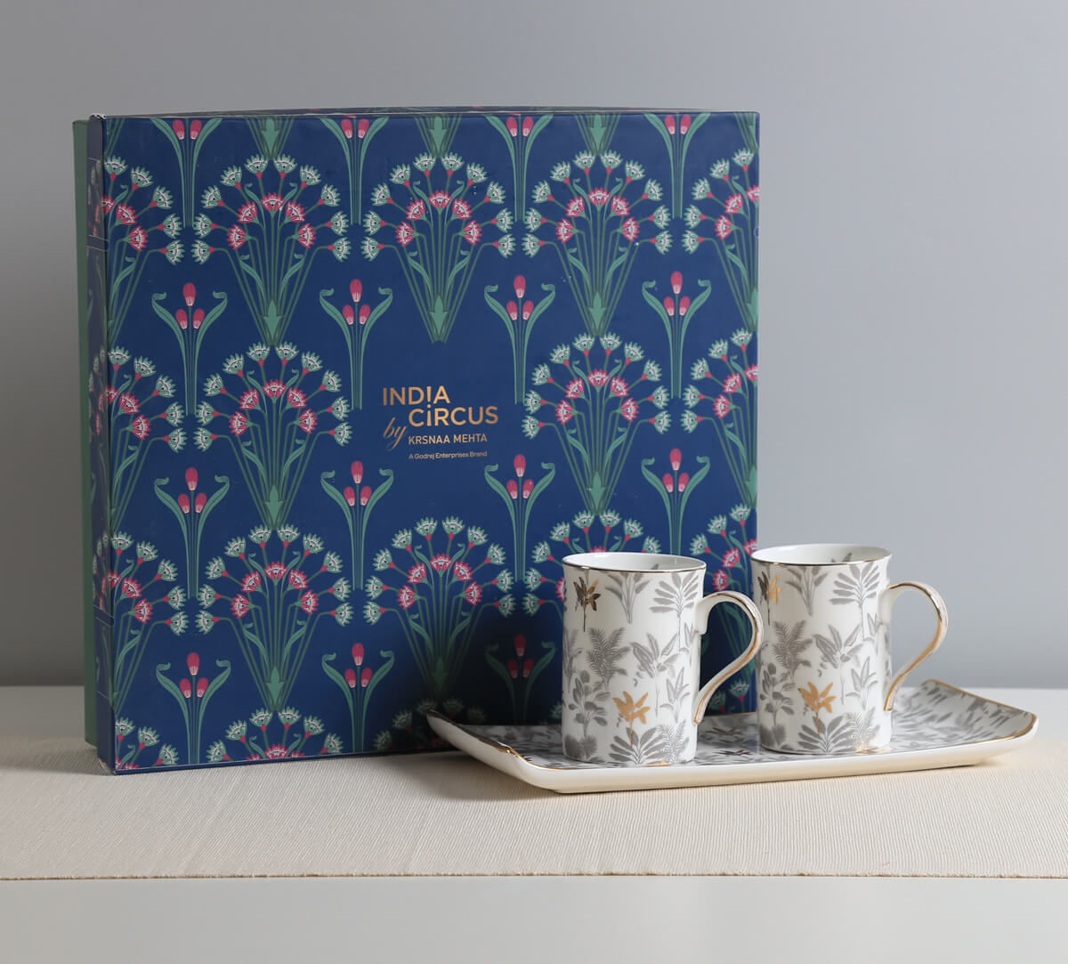 India Circus by Krsnaa Mehta Aurum Tropics Coffee Mugs and Platter Set