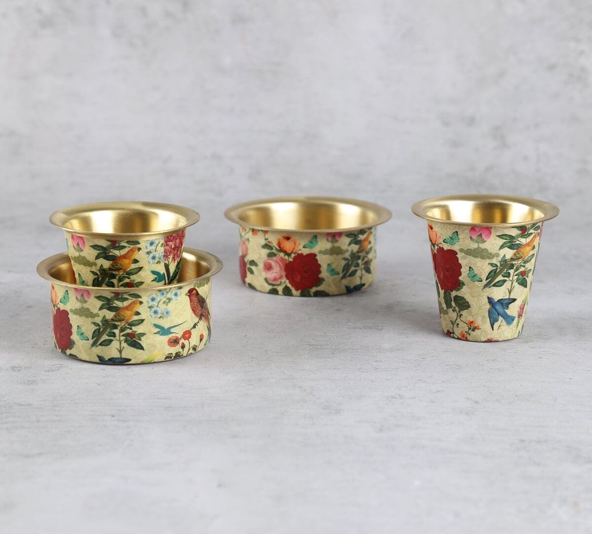 India Circus by Krsnaa Mehta Bird Land Brass coffee Tumbler Set of 2