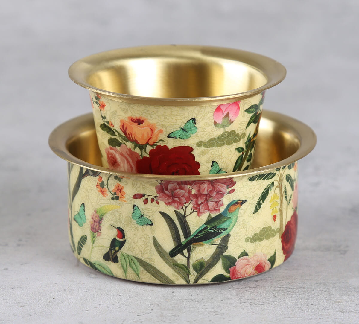 India Circus by Krsnaa Mehta Bird Land Brass coffee Tumbler Set of 2