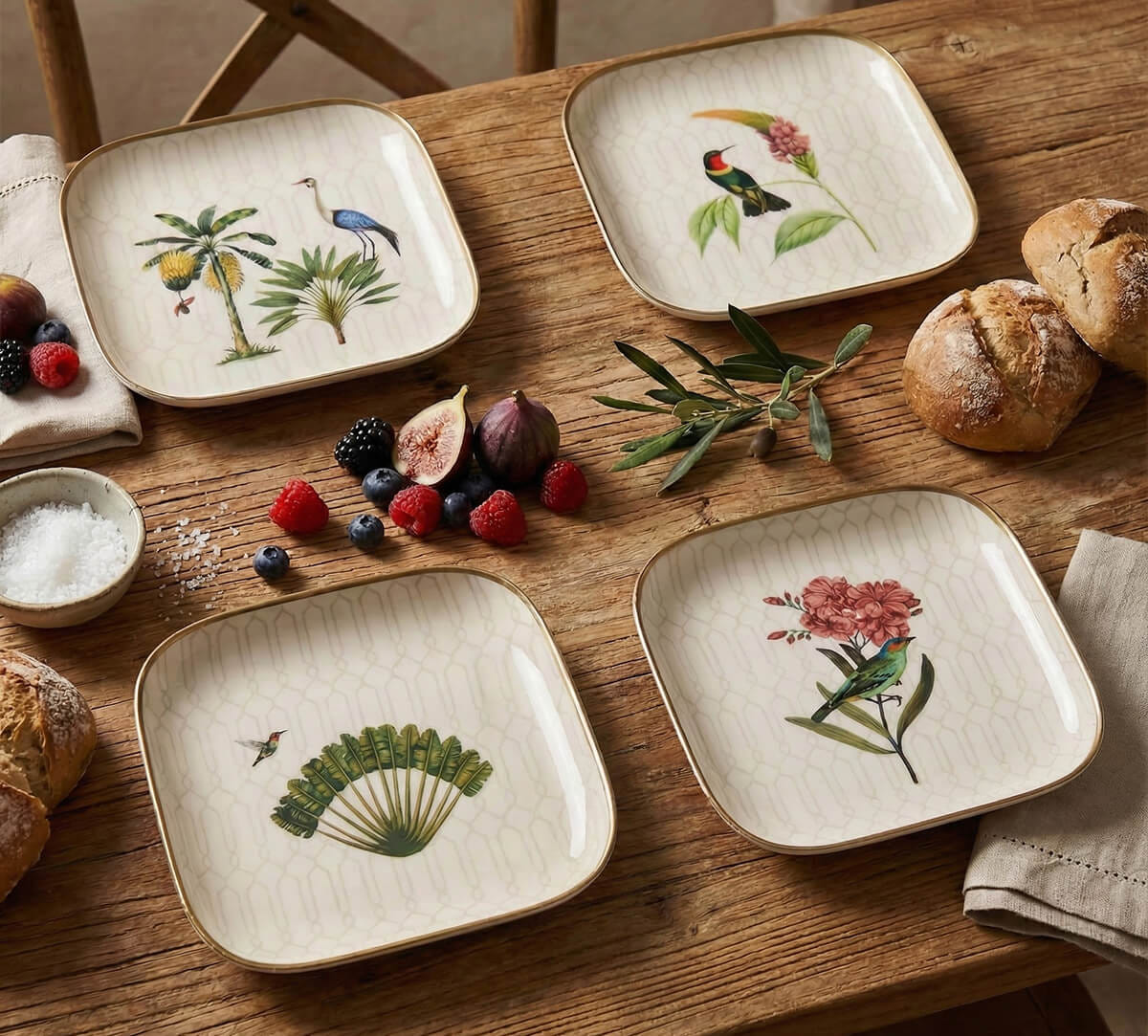 India Circus by Krsnaa Mehta Birdsong Botanica Square Platter Set