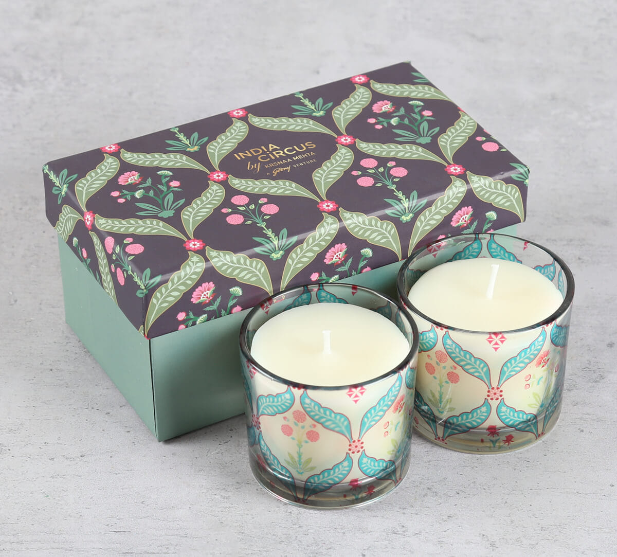 India Circus by Krsnaa Mehta Blooming Dahlia Cylindrical Candle Votive Set of 2