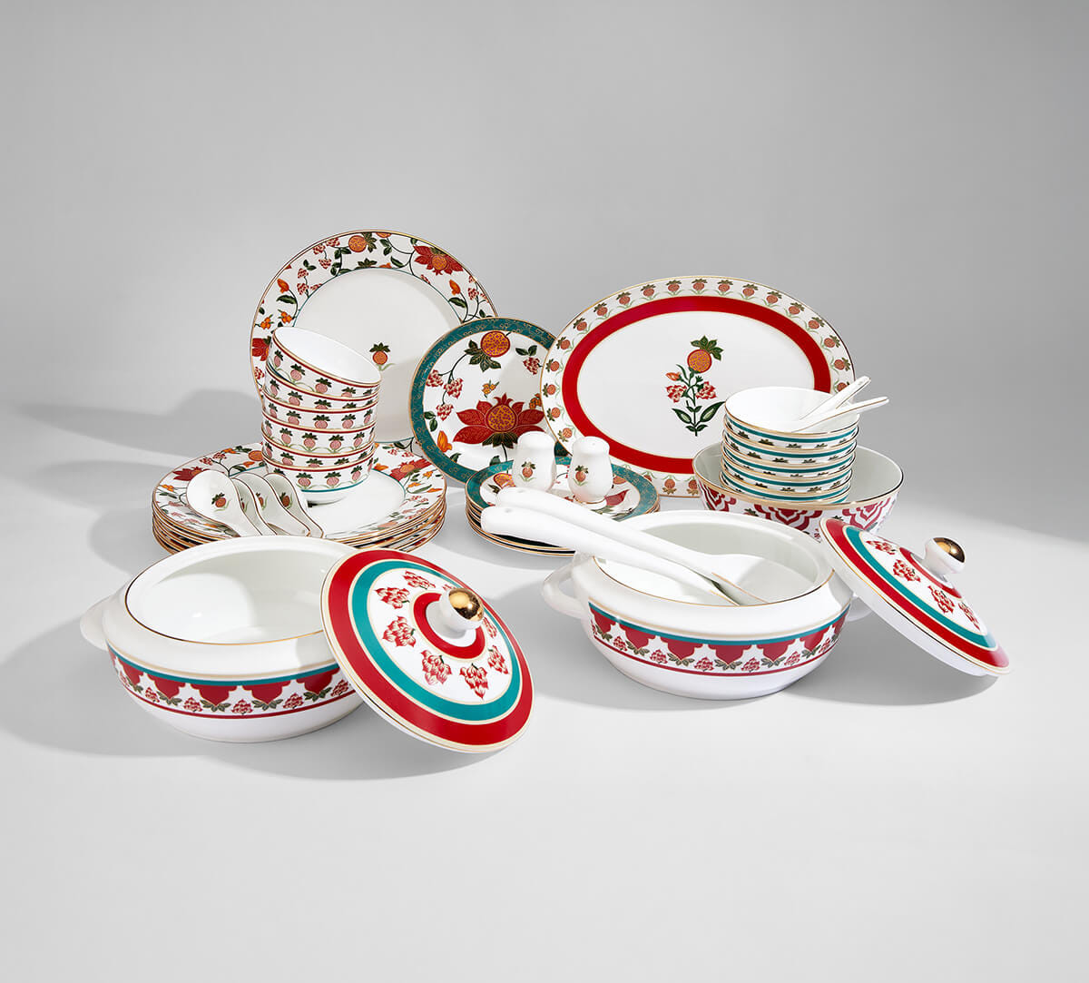 India Circus by Krsnaa Mehta Blushed Orchard Dinner set 40 Pieces