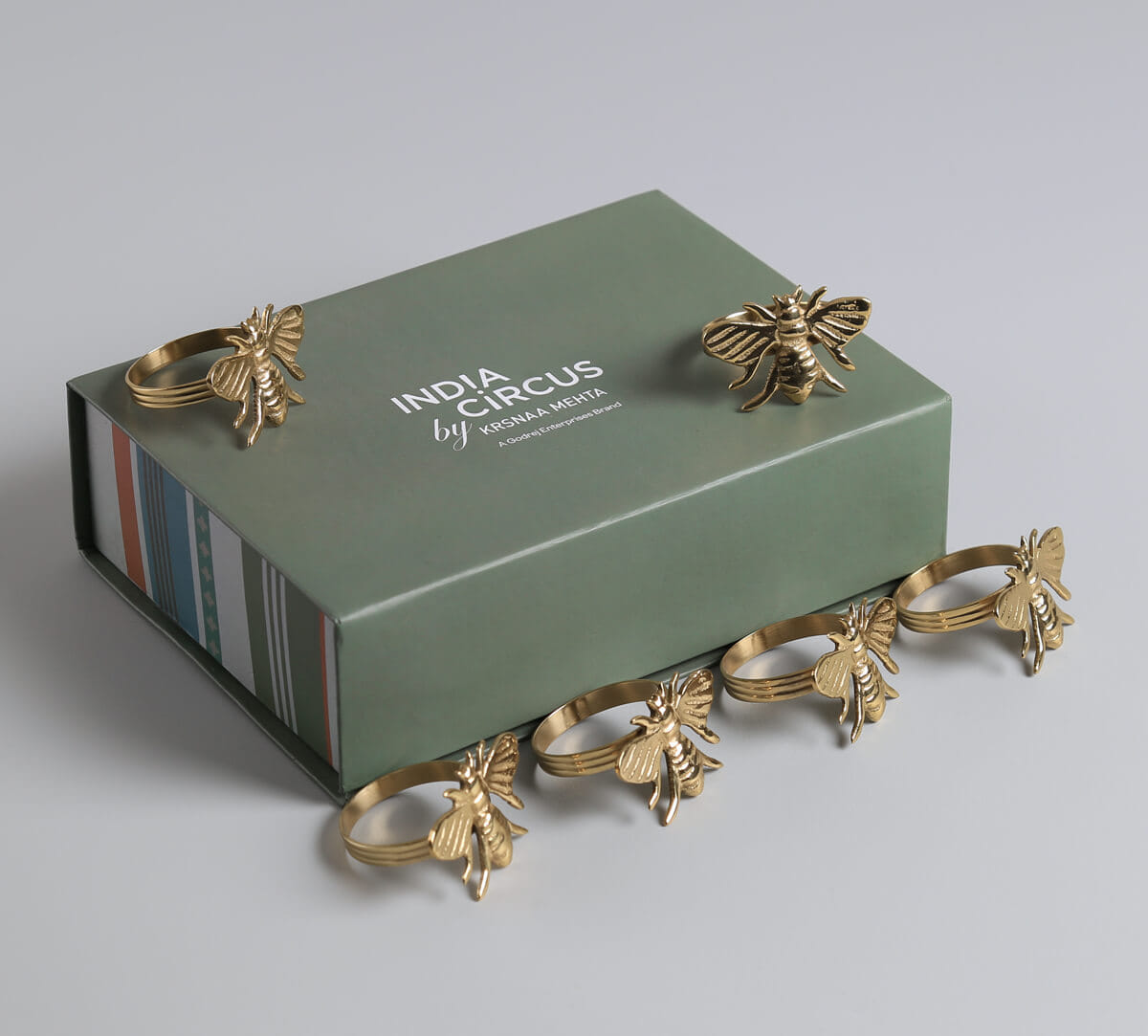 India Circus by Krsnaa Mehta Bumblebees Napkin Ring Set