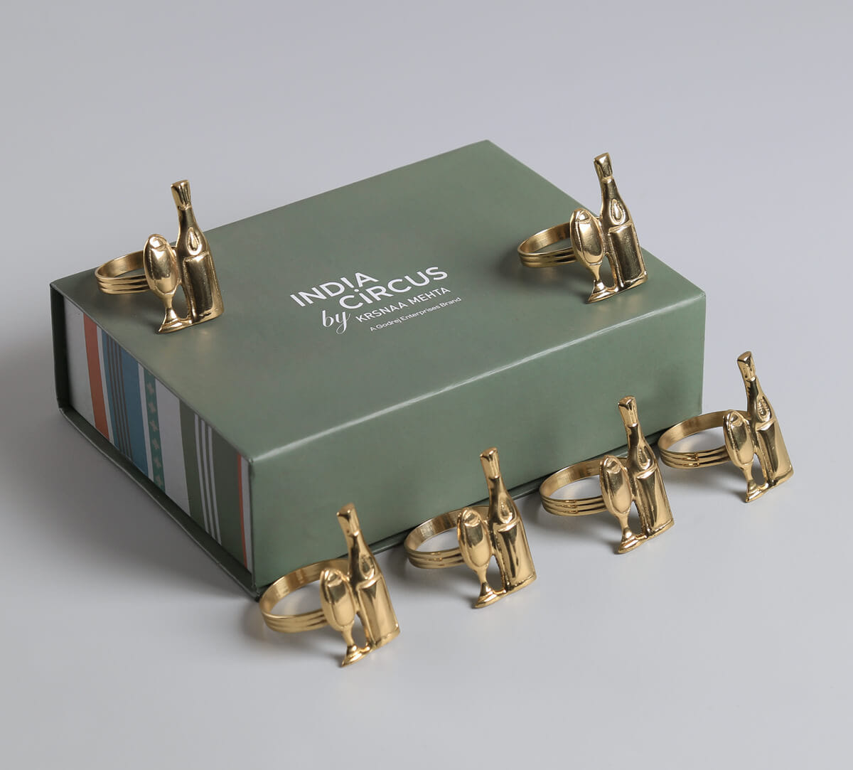 India Circus by Krsnaa Mehta Champagne Napkin Ring Set