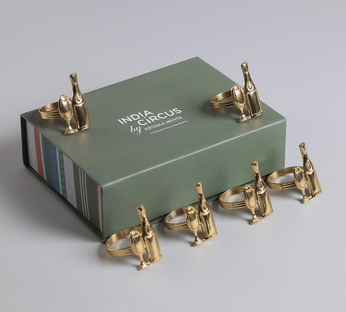 India Circus by Krsnaa Mehta Champagne Napkin Ring Set