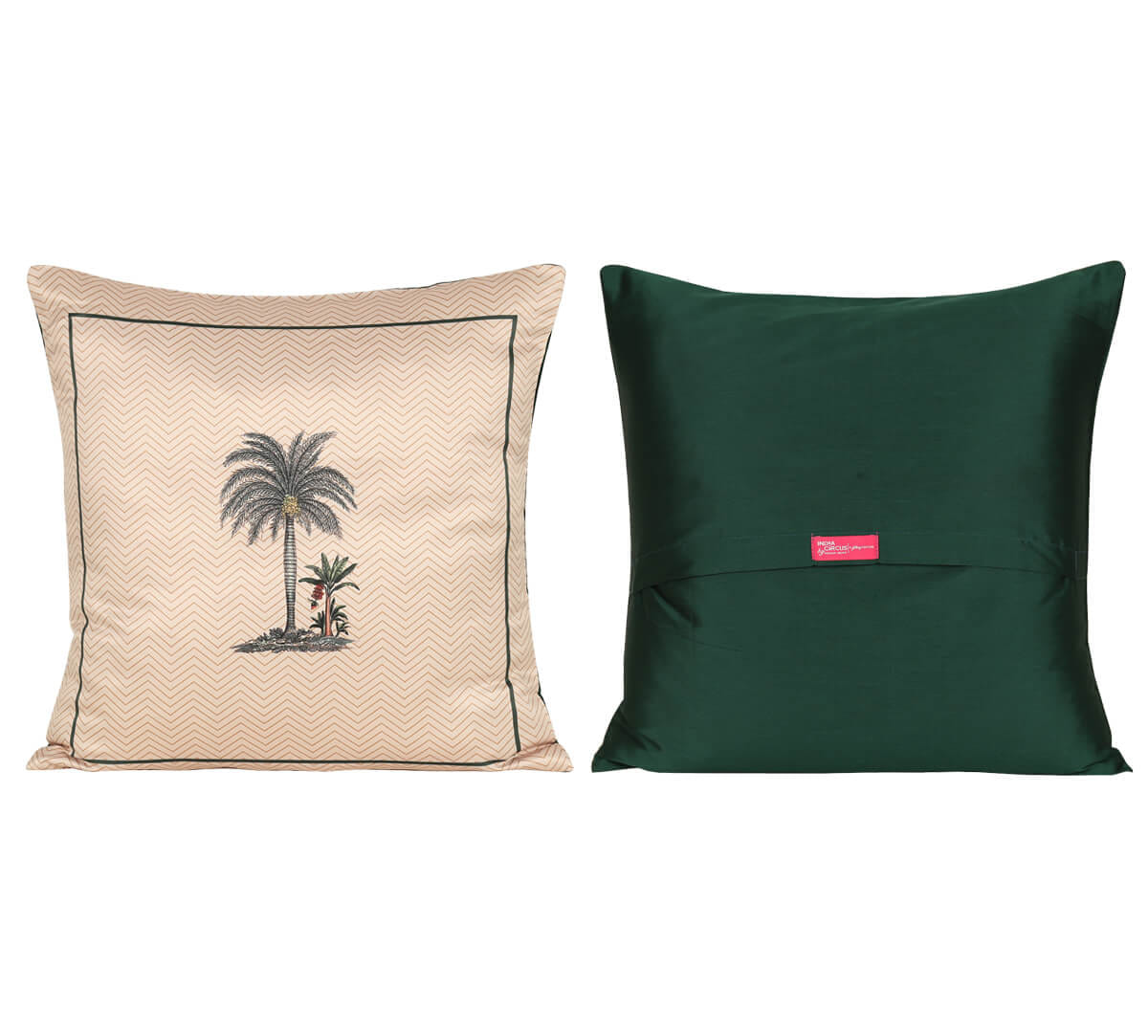 India Circus by Krsnaa Mehta Chevron Palms Satin Blend Cushion Cover Set of 5