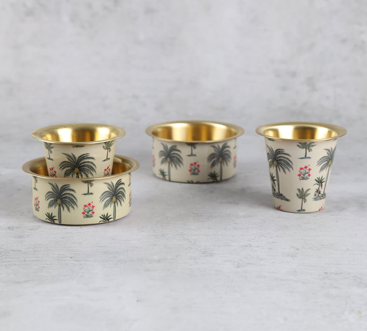 India Circus by Krsnaa Mehta Chevron Palms Brass coffee Tumbler Set of 2