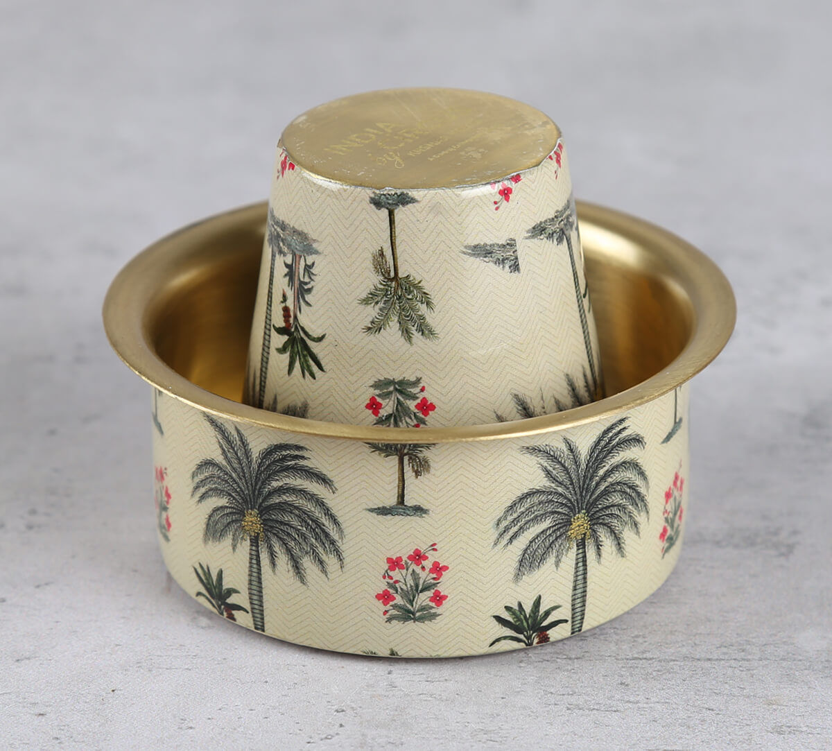 India Circus by Krsnaa Mehta Chevron Palms Brass coffee Tumbler Set of 2