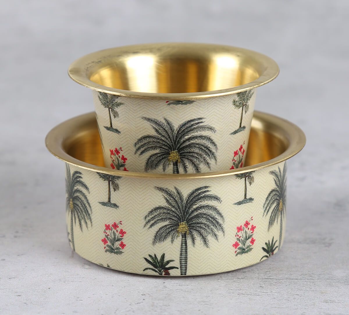 India Circus by Krsnaa Mehta Chevron Palms Brass coffee Tumbler Set of 2