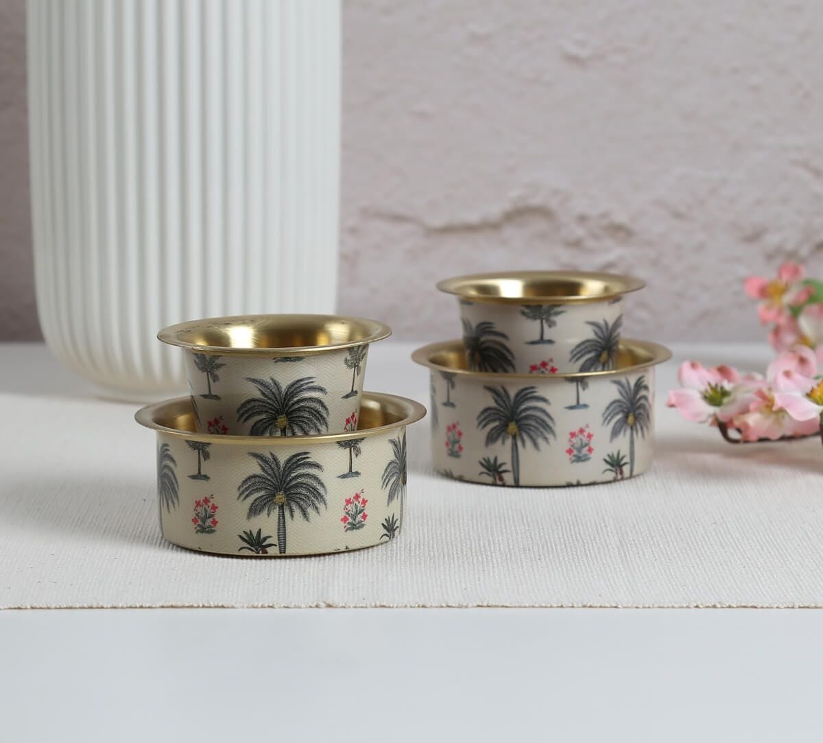 India Circus by Krsnaa Mehta Chevron Palms Brass coffee Tumbler Set of 2