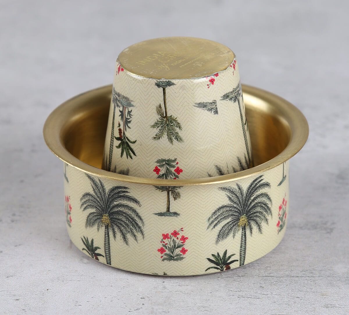 India Circus by Krsnaa Mehta Chevron Palms Brass coffee Tumbler Set of 2
