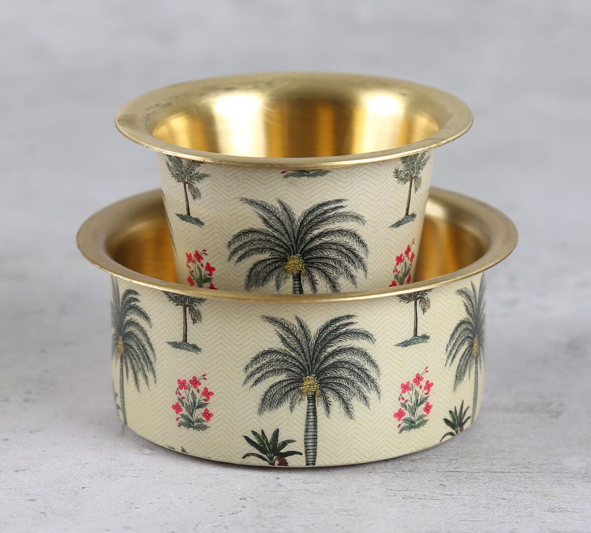 India Circus by Krsnaa Mehta Chevron Palms Brass coffee Tumbler Set of 2