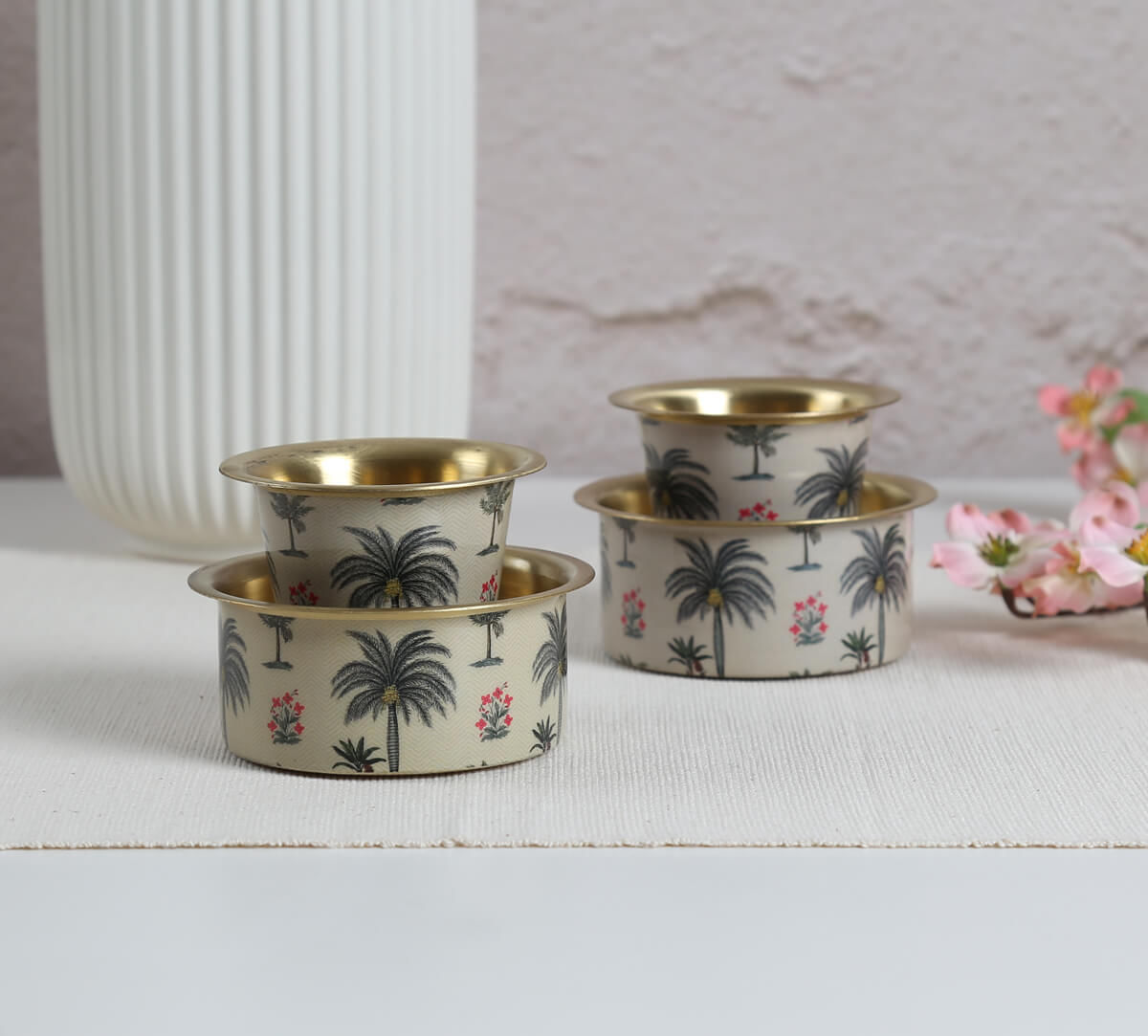 India Circus by Krsnaa Mehta Chevron Palms Brass coffee Tumbler Set of 2