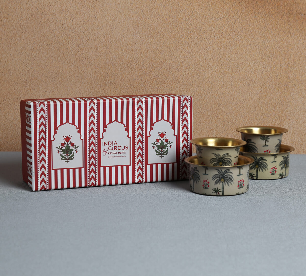 India Circus by Krsnaa Mehta Chevron Palms Brass coffee Tumbler Set of 2