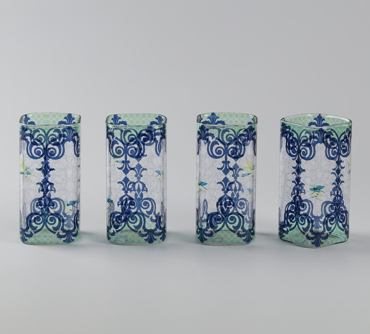 India Circus by Krsnaa Mehta Flight of Birds Glass Tumbler Set of 4