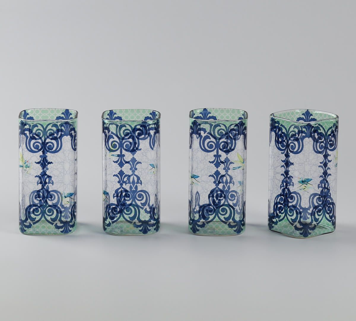 India Circus by Krsnaa Mehta Flight of Birds Glass Tumbler Set of 4