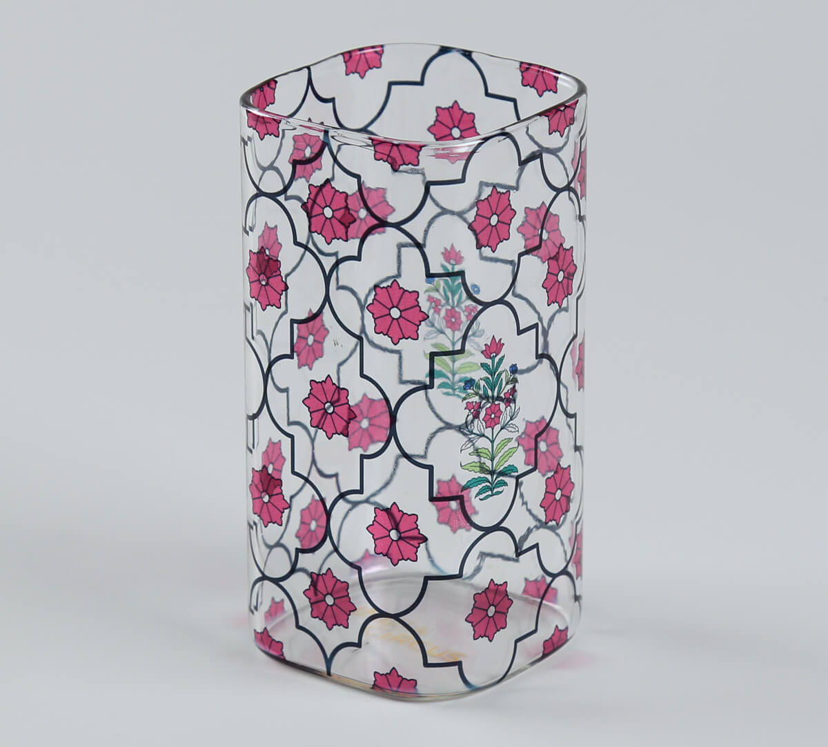 India Circus by Krsnaa Mehta Floral Lattice Glass Tumbler Set of 4