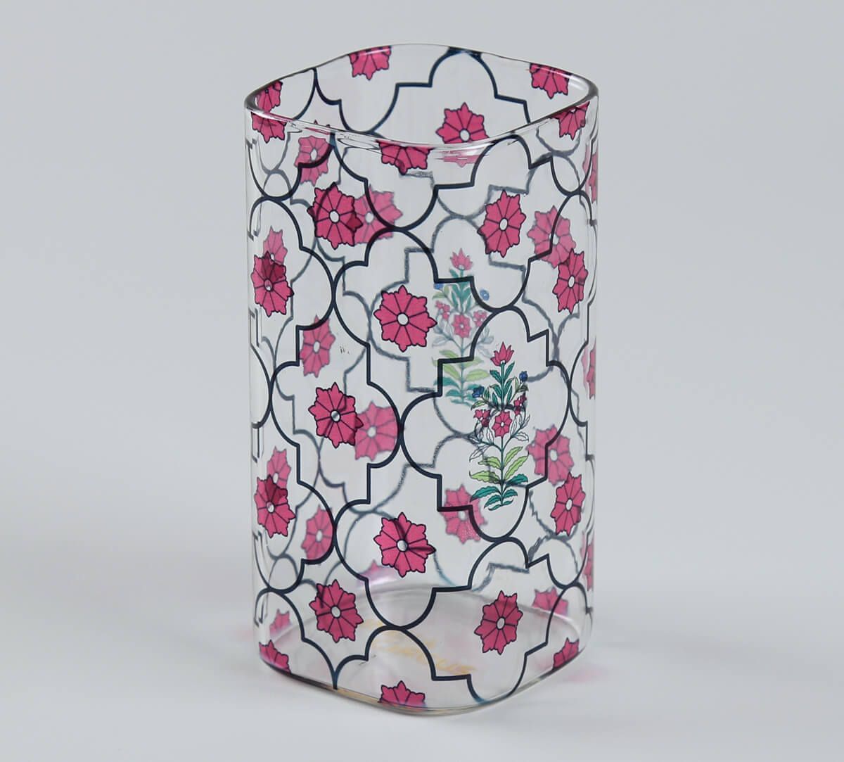 India Circus by Krsnaa Mehta Floral Lattice Glass Tumbler Set of 4