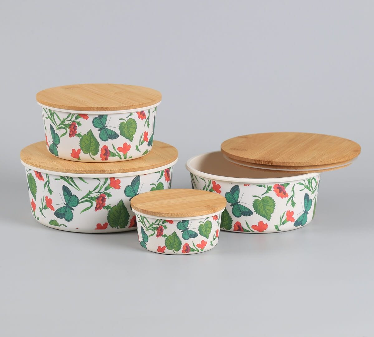 India Circus by Krsnaa Mehta Fluttering Extravagance Bamboo Container Set of 4