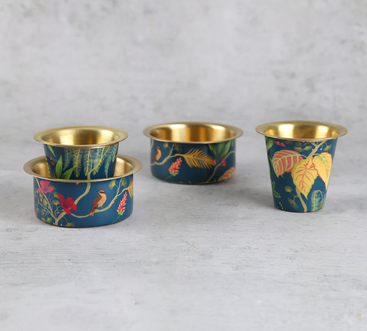 India Circus by Krsnaa Mehta Fronds and Florets Brass coffee Tumbler Set of 2