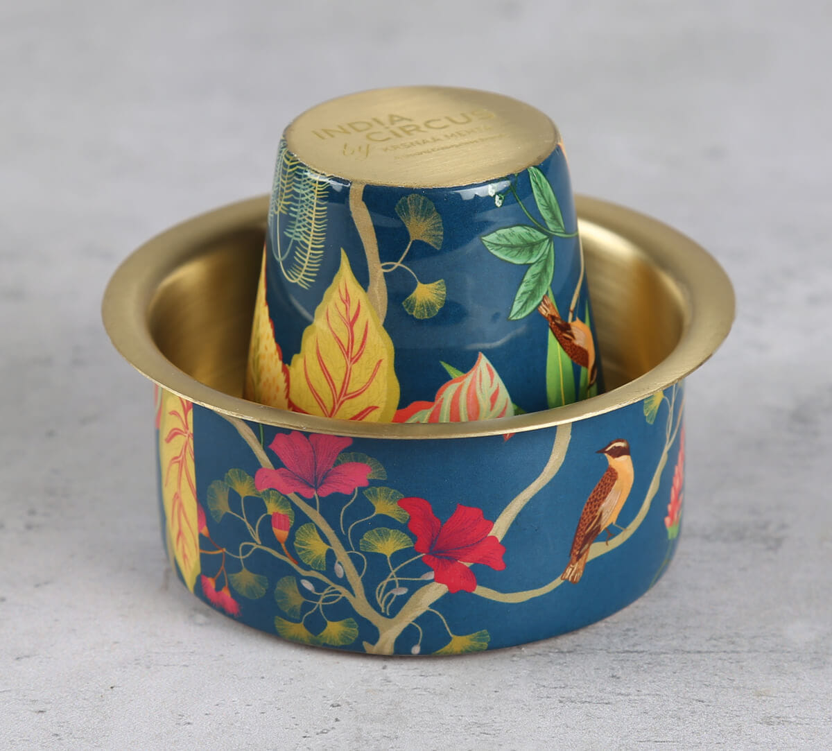 India Circus by Krsnaa Mehta Fronds and Florets Brass coffee Tumbler Set of 2