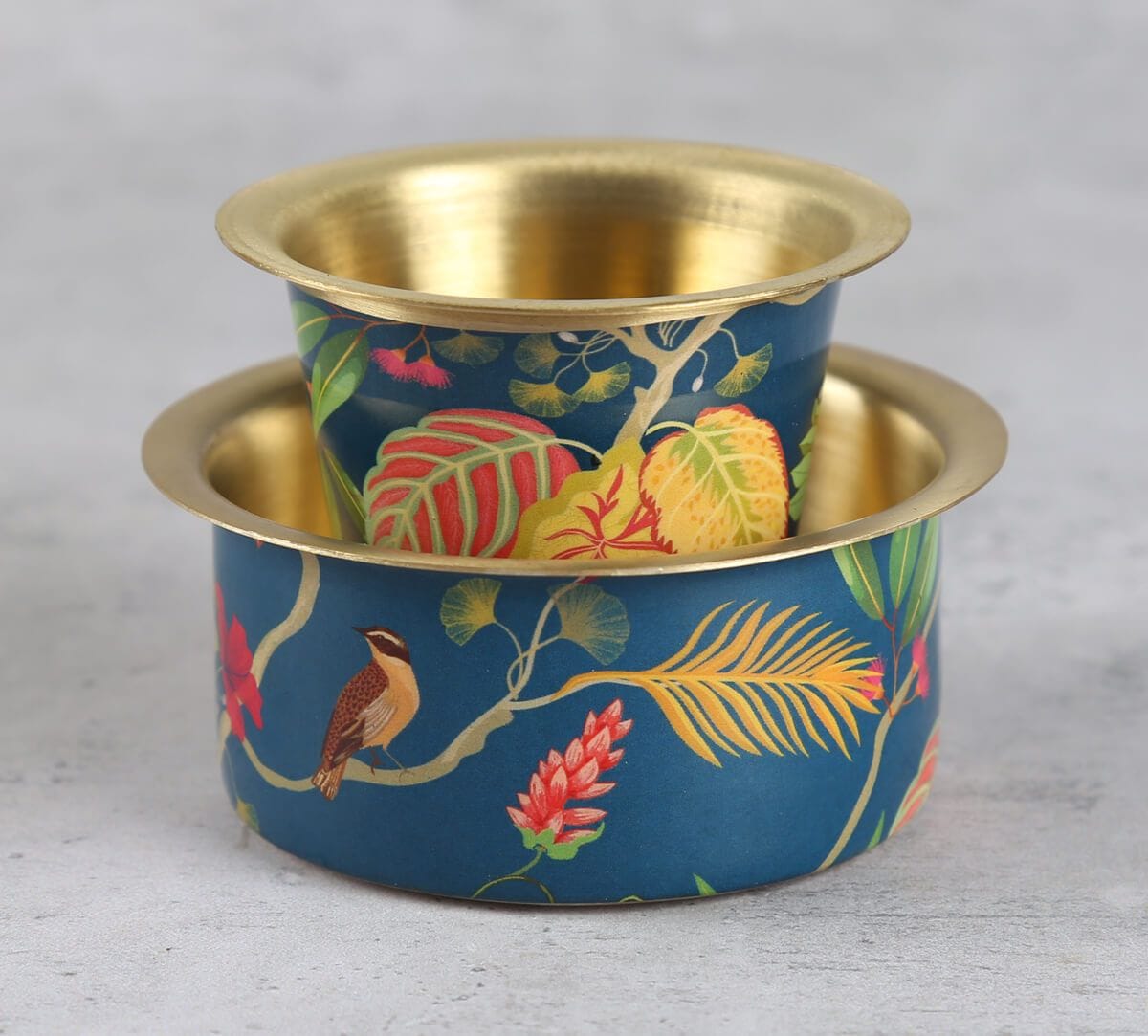 India Circus by Krsnaa Mehta Fronds and Florets Brass coffee Tumbler Set of 2