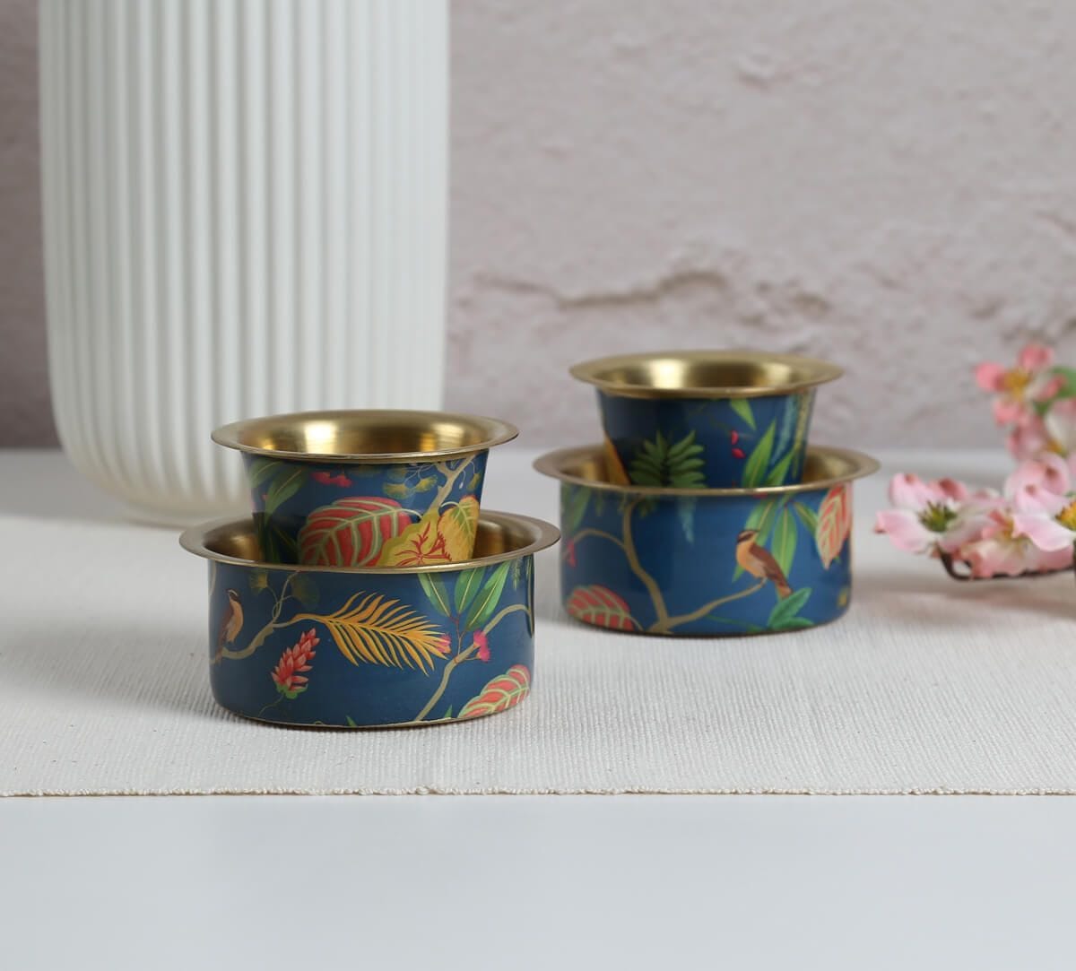 India Circus by Krsnaa Mehta Fronds and Florets Brass coffee Tumbler Set of 2