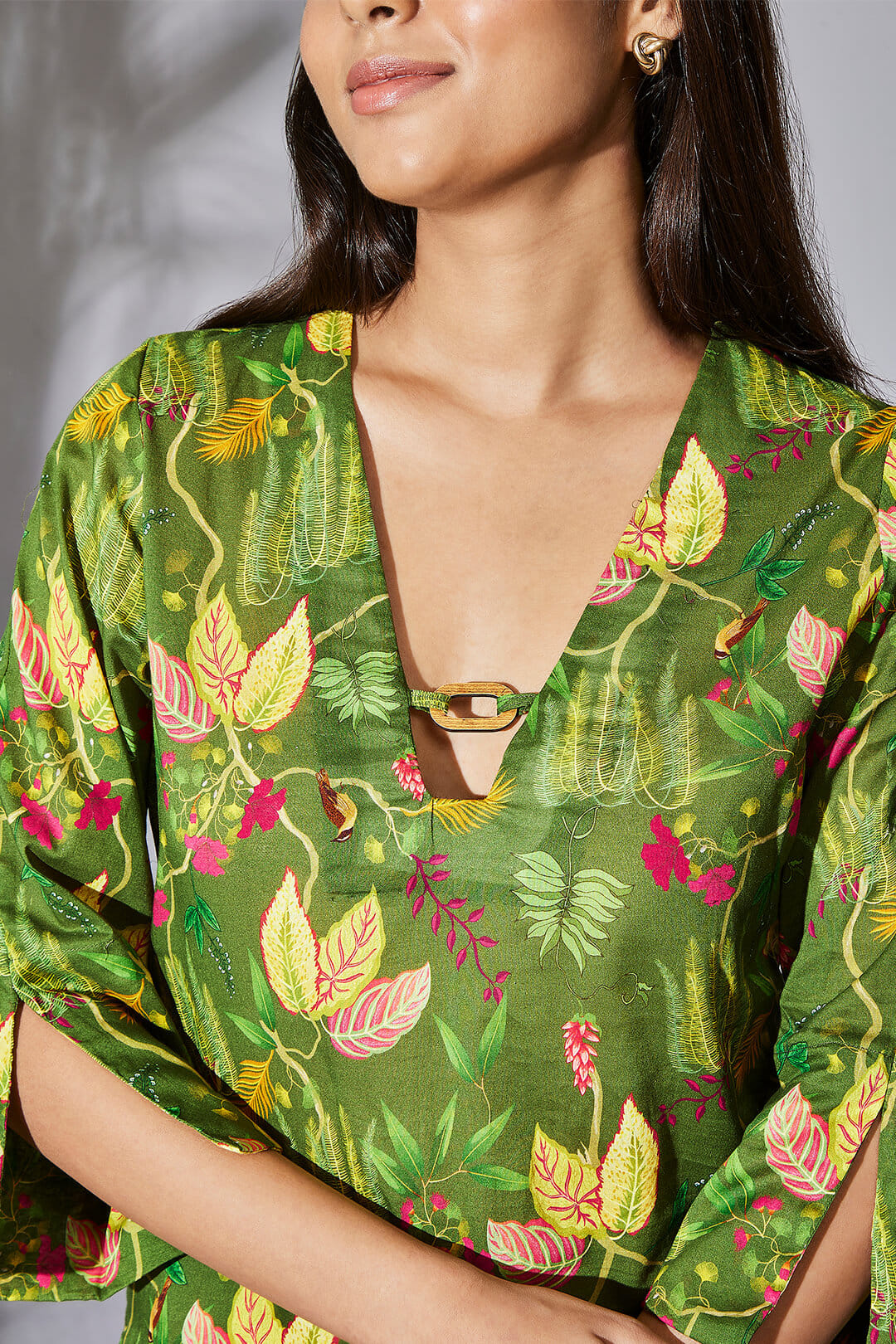 India Circus by Krsnaa Mehta Fronds and Florets Kaftan Kurti Short