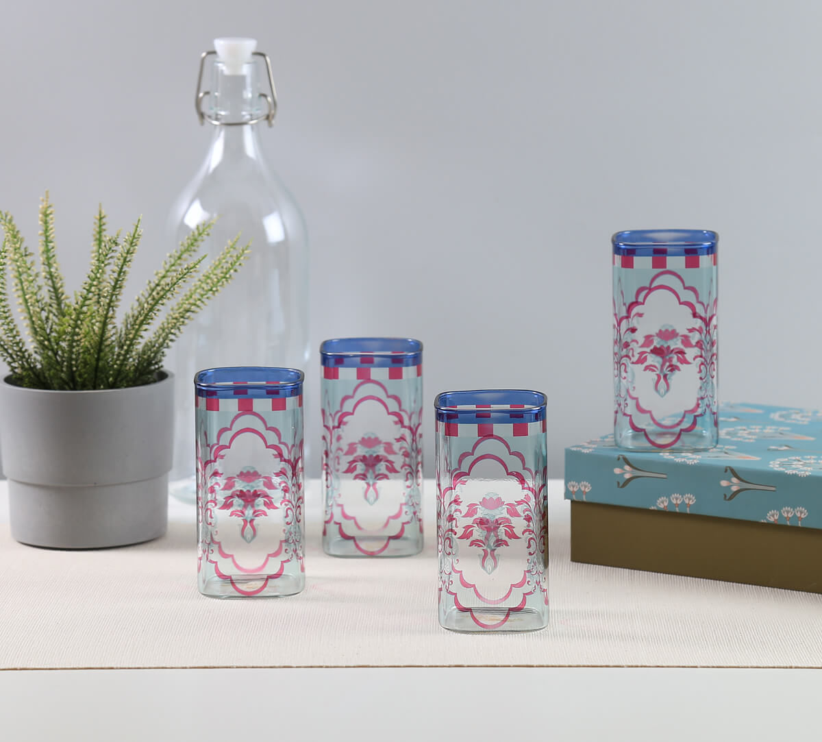 India Circus by Krsnaa Mehta Giardino Segreto Glass Tumbler Set of 4