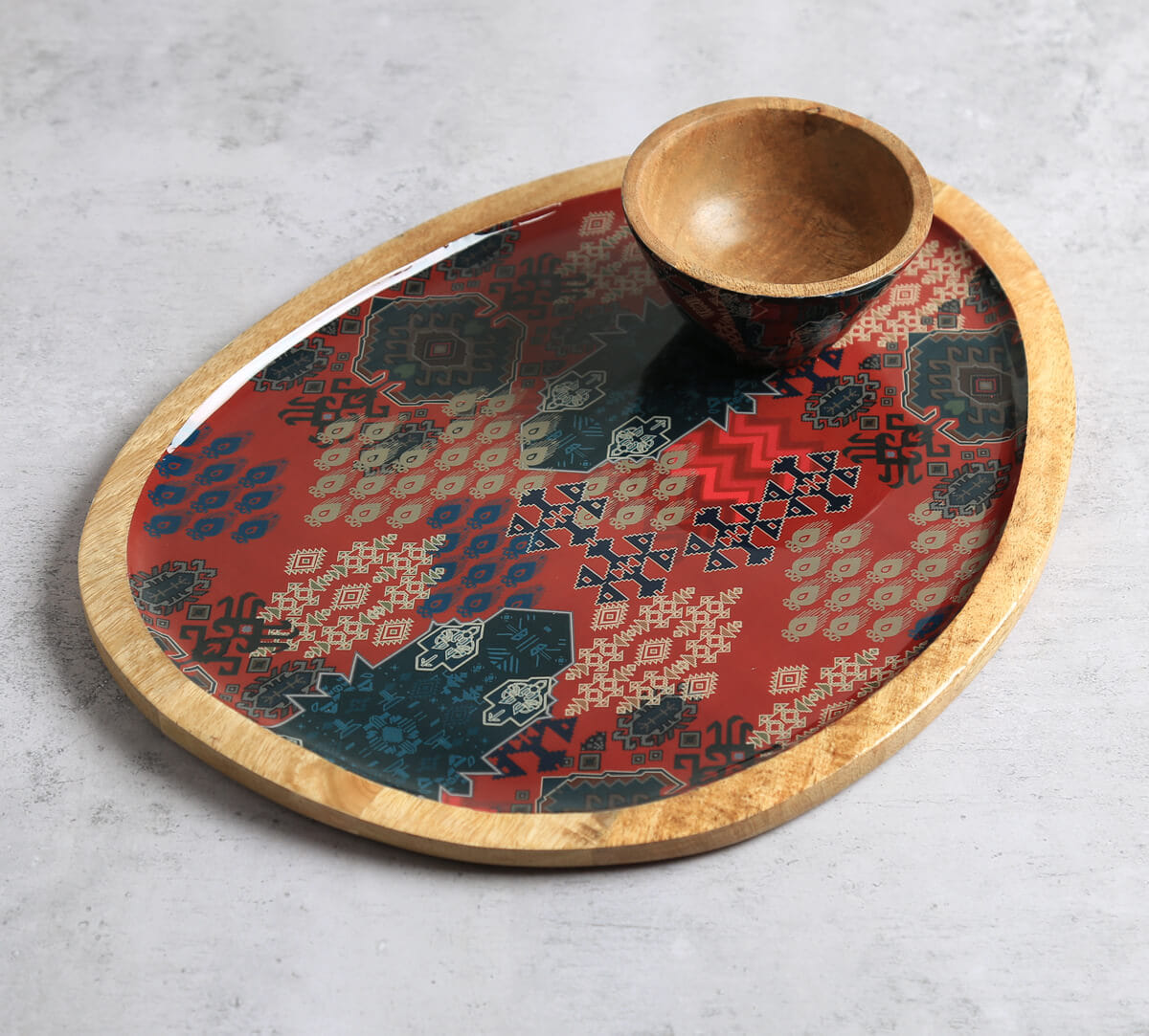 India Circus by Krsnaa Mehta Heritage Haven Oval Platter with Dip Bowl