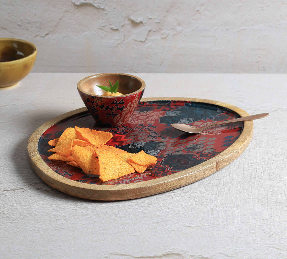 India Circus by Krsnaa Mehta Heritage Haven Oval Platter with Dip Bowl