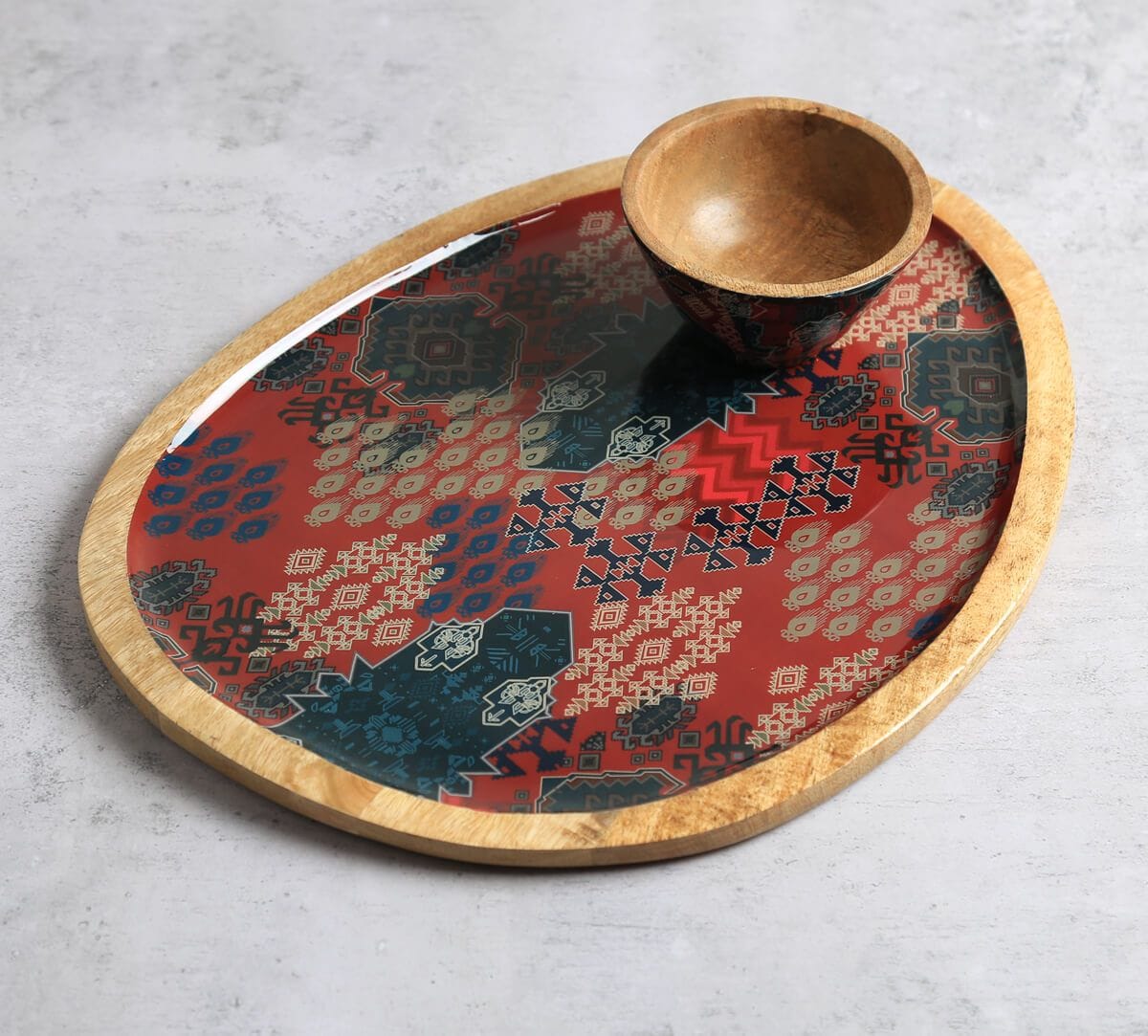 India Circus by Krsnaa Mehta Heritage Haven Oval Platter with Dip Bowl