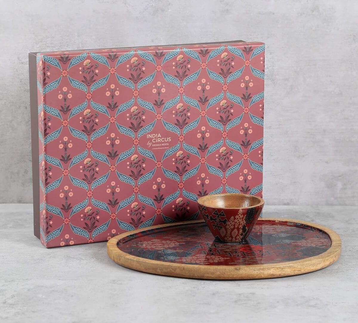 India Circus by Krsnaa Mehta Heritage Haven Oval Platter with Dip Bowl