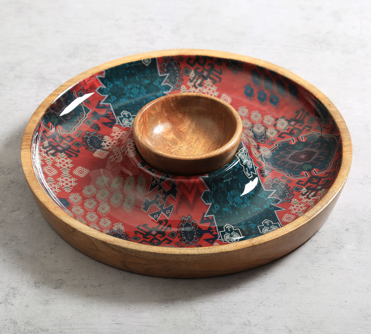 India Circus by Krsnaa Mehta Heritage Haven Round Platter with Dip Bowl