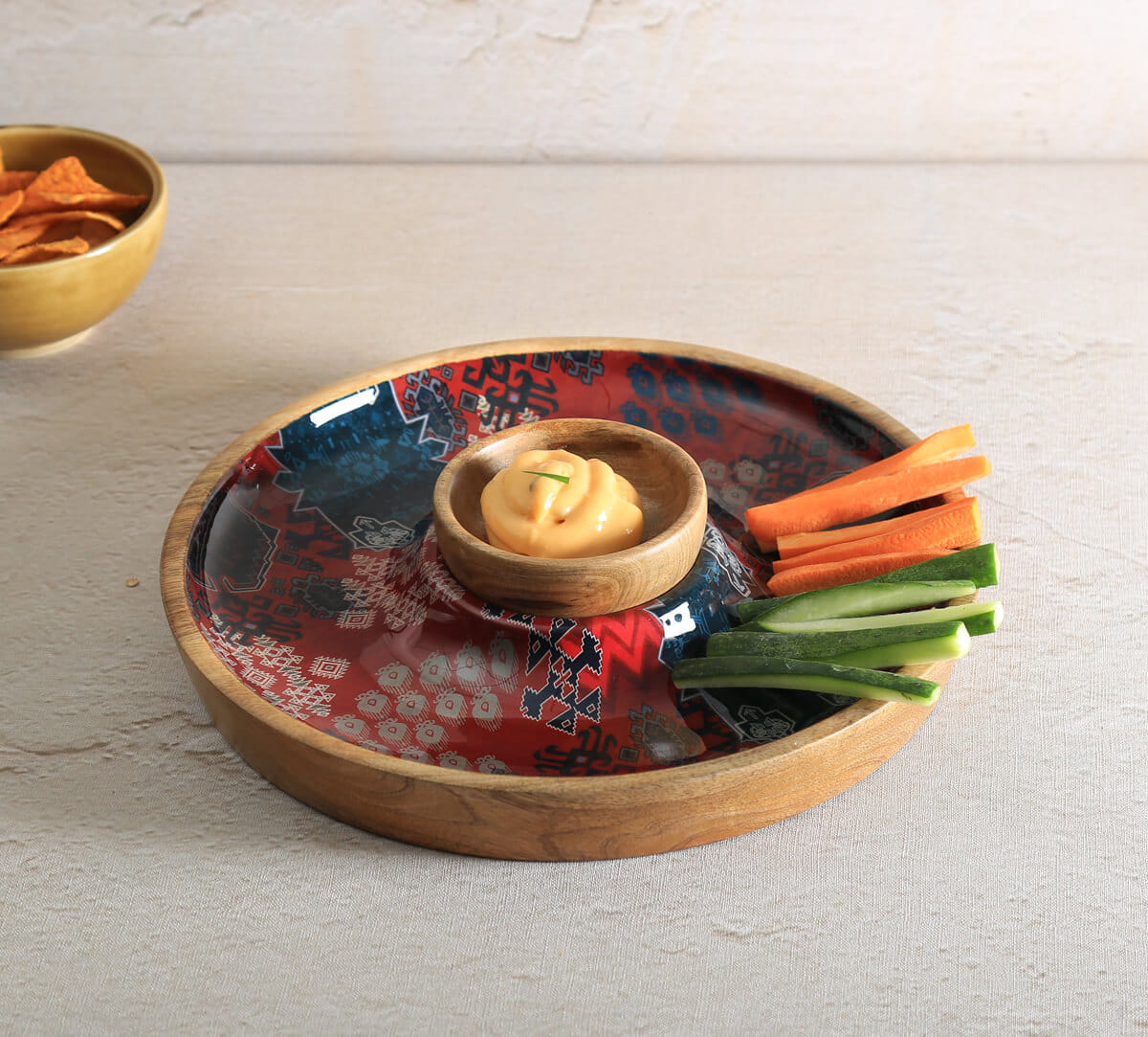 India Circus by Krsnaa Mehta Heritage Haven Round Platter with Dip Bowl