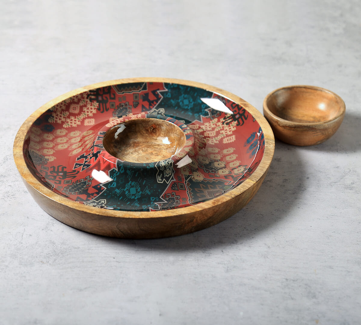 India Circus by Krsnaa Mehta Heritage Haven Round Platter with Dip Bowl