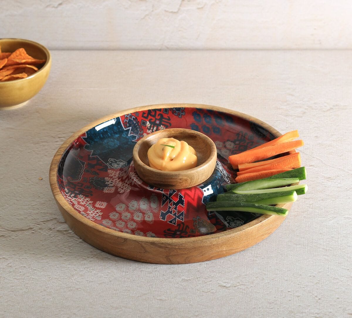 India Circus by Krsnaa Mehta Heritage Haven Round Platter with Dip Bowl
