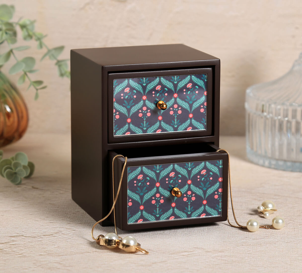 India Circus by Krsnaa Mehta Iron Blooming Dahlia Small Chest of Drawer