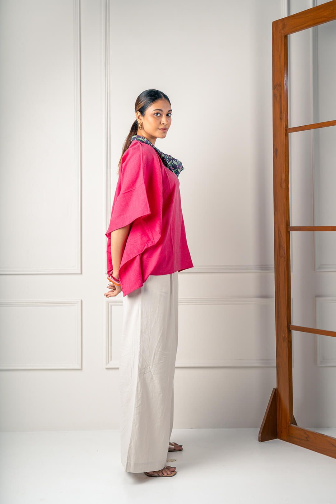 India Circus by Krsnaa Mehta Iron Blooming Dahlia Cowl Neck Top