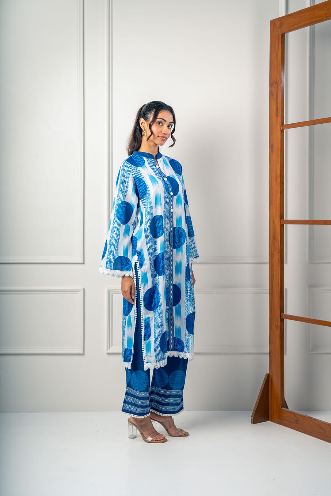 India Circus by Krsnaa Mehta Ivory Cobalt Co-Ord Set