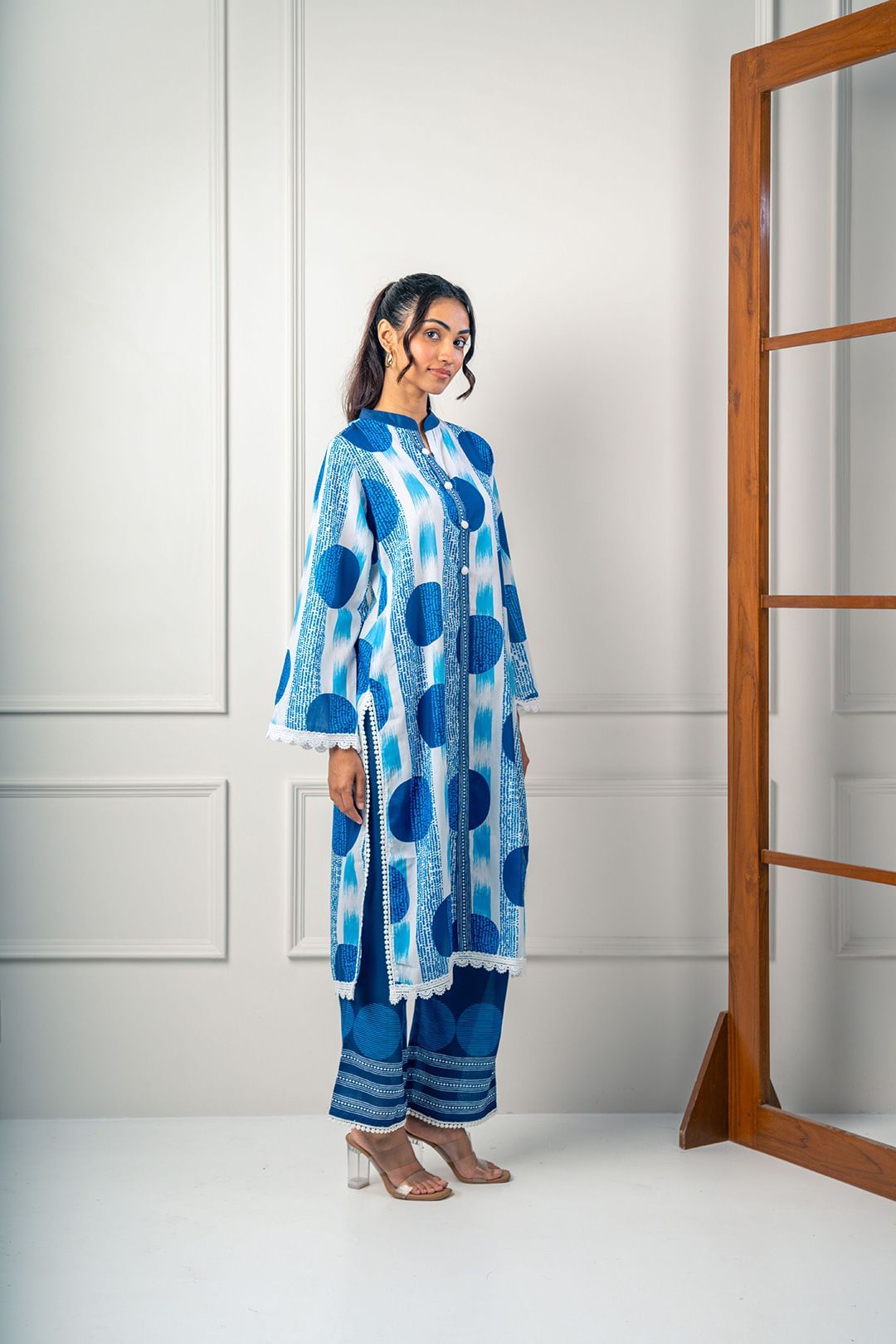 India Circus by Krsnaa Mehta Ivory Cobalt Co-Ord Set