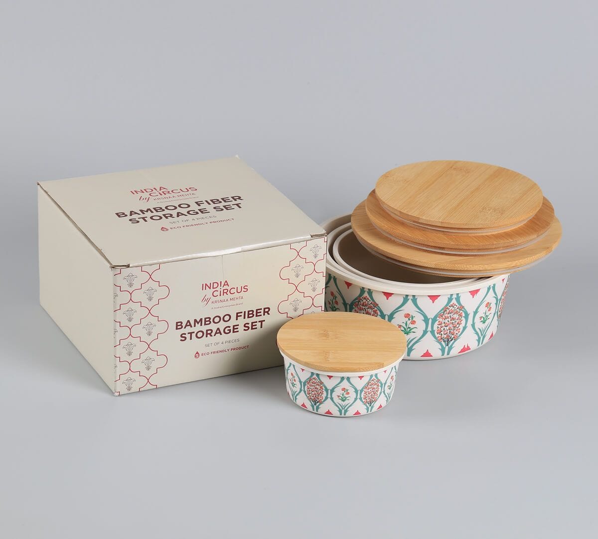 India Circus by Krsnaa Mehta Lattice Blooms Bamboo Container Set of 4