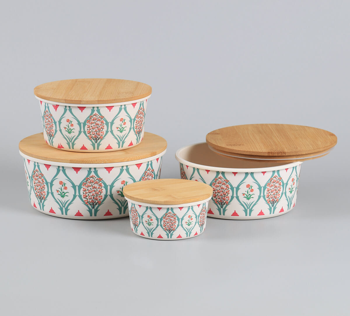 India Circus by Krsnaa Mehta Lattice Blooms Bamboo Container Set of 4