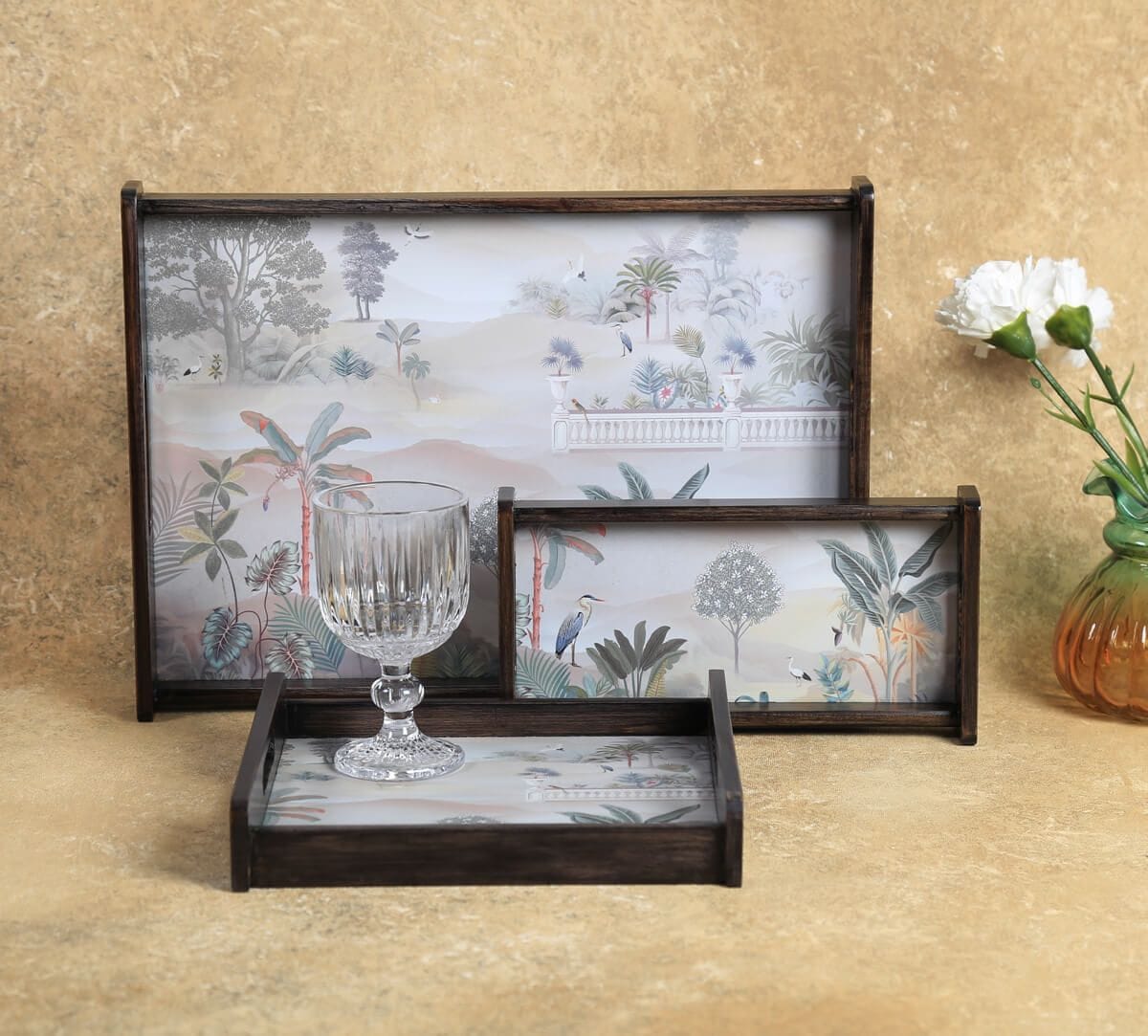 India Circus by Krsnaa Mehta Mirage of Paradise Trays Set of 3